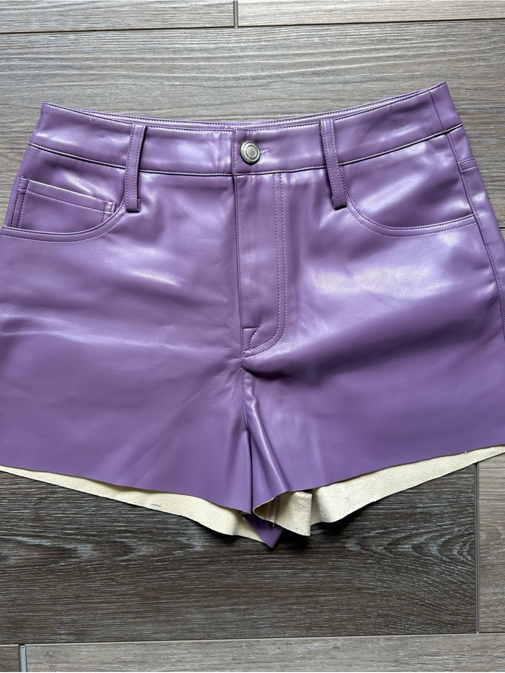 Purple Faux Leather High-Rise Women's Shorts Size S
